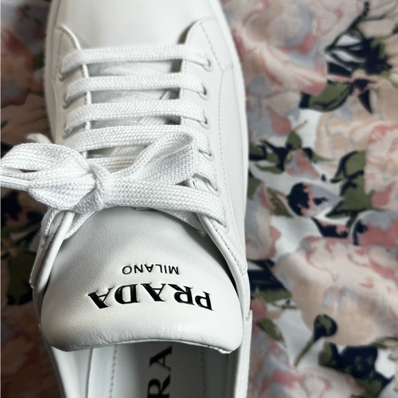 Authentic Prada White Leather Sneakers - Picture 3 of 6